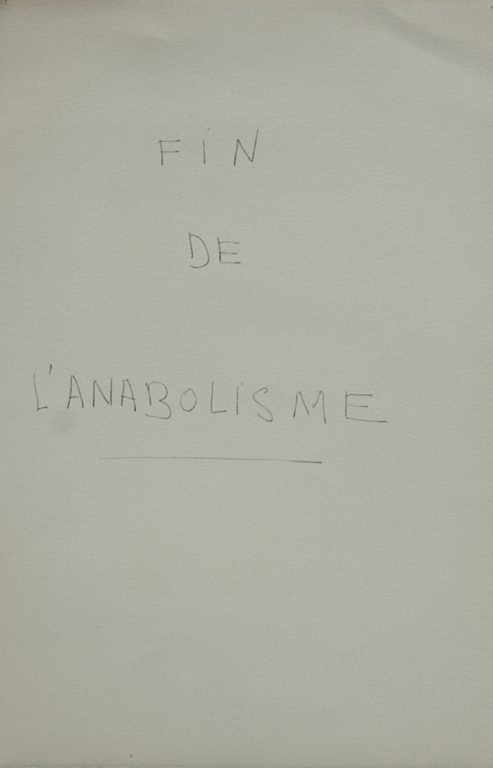 « Fin de l’anabolisme »